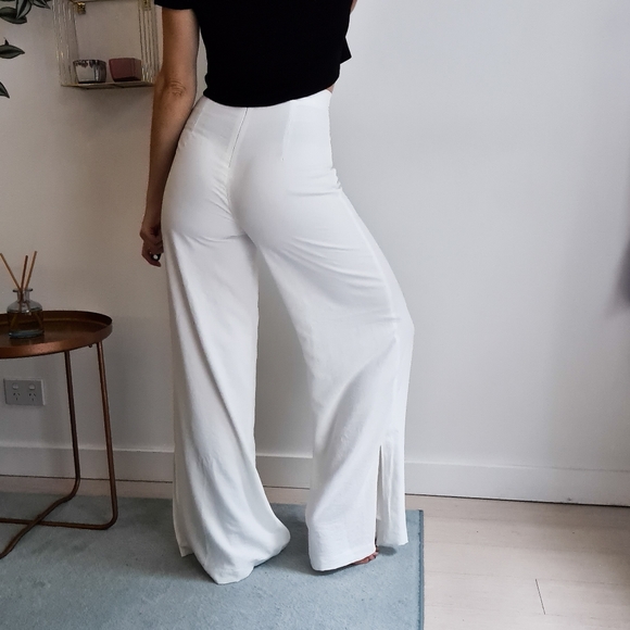 Tiger Mist high waisted wide leg pants | off-white sz small classic chic womens - Picture 5 of 16